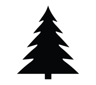 Minimalist Tasarım Kullanımı İçin Bir Çam Ağacının Siyah Silüeti