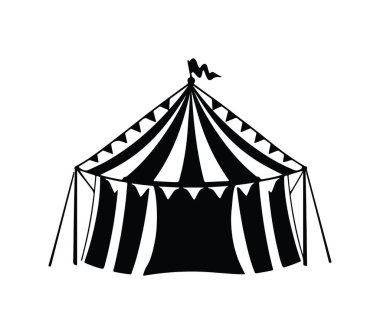 Çizgili Kanopi ve Bayrak Dekorasyonlu Klasik Vintage Sirk Çadırı