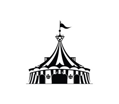 Tepesinde Çizgili Kanopi ve Bayrak olan Klasik Sirk Çadırı