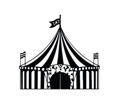 Çizgili ve Bayraklı Klasik Siyah ve Beyaz Sirk Çadırı Tasarımı