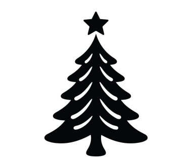 Siyah ve Beyaz Minimalist Noel Ağacı ve Yıldız Topper Tasarımı