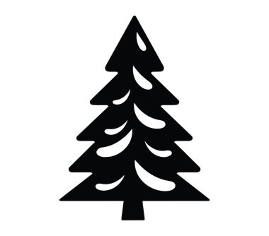 Tatil Dekorasyonu ve Tasarımı İçin Bir Noel Ağacının Siyah Silüeti