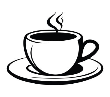 Buharlı bir fincan kahve Basit bir resimle