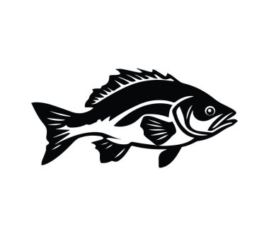 Yaratıcı ve Sanatsal Projeler İçin Bir Balığın Siyah ve Beyaz İllüstrasyonu