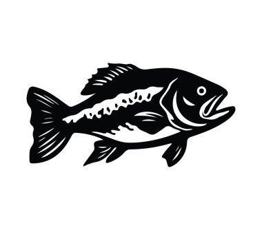 Yaratıcı Projeler için Cesur Siyah ve Beyaz Balık İllüstrasyonunun Tasarımı