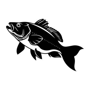 Yaratıcı projeler için dinamik balık tasarımının siyah beyaz çizimi