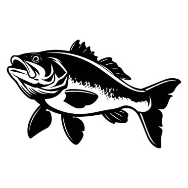 Tatlı Su Ortamı 'nda Yüzen Bir Balığın Siyah ve Beyaz Çizimi