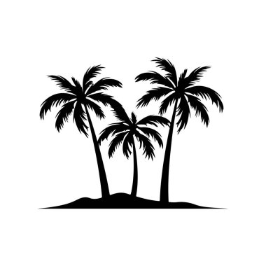 Günbatımına Karşı Siyah Arkaplanda Birkaç Palmiye Ağaçlarının Silueti