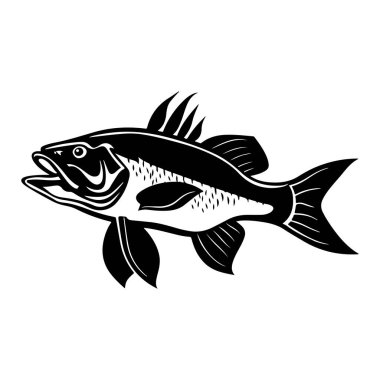 Görkemli Tatlı Su Balığının Siyah ve Beyaz Görünümü Özgürce Yüzüyor