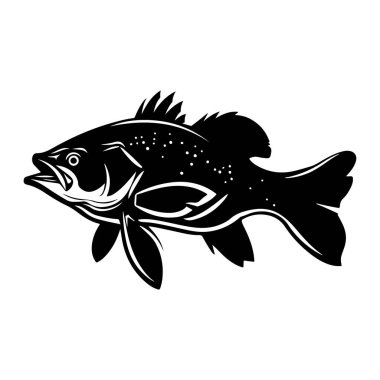 Suda Yüzen Bir Tatlı Su Balığının Siyah ve Beyaz Silueti