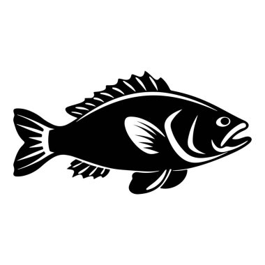 Zarif bir şekilde yüzen bir balığın siyah beyaz siluetinin tasviri