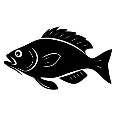 Yüzgeçli ve Kuyruklu Bir Balığın Siyah Silüeti