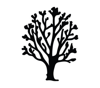 Dalları ve Yaprakları Siyah Renkli Ağacın Sanatsal Silueti