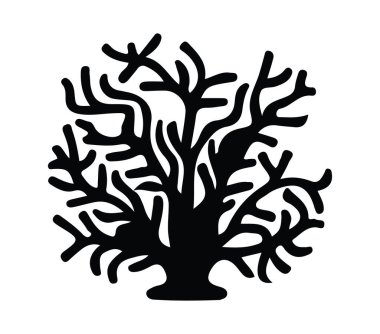 Karmaşık Mercan Resifi Tasarımının Siyah Silueti