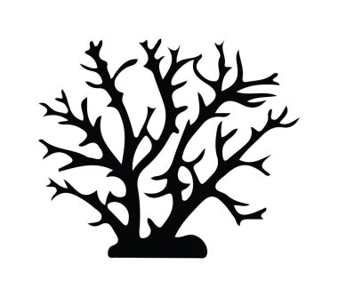 Siyah Mercan Tasarımı Denizcilik ve Okyanus Teması İçin Soyut Siluet