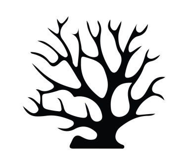 Bir Mercan Resifi 'nin soyut Siyah Silueti Doğa Teması Tasarımı