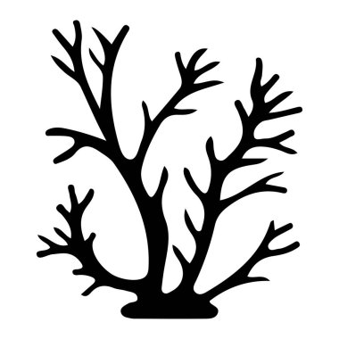 Deniz temalı Mercan Resifi Siyah Silueti