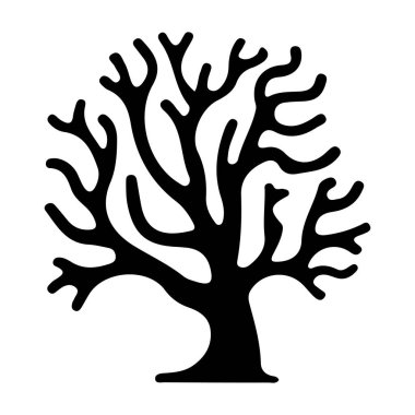 Karışık dalları ve akışkan şekilleri olan bir mercan resifinin silueti