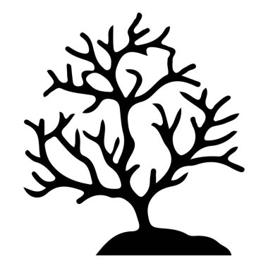 Bir Şekil Mercan Resifinin Siyah Silueti ya da Deniz Bitkisi Tasarımı