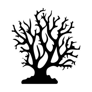 Karmaşık dalları olan Yapraksız Ağaç 'ın soyut Siyah Silüeti