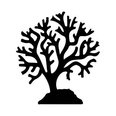 Solid Arkaplan Üzerinde Bir Mercan Resifi Yapısı Sanatsal Silueti