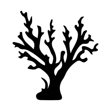 Doğa Teması İçin Karmaşık Siyah Mercan Silüeti