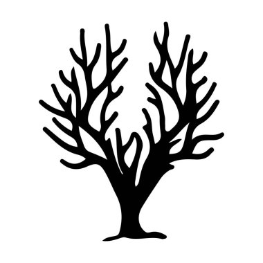 Sanatsal Tasarım Biçiminde Soyut Mercan Resifinin Siyah Silueti