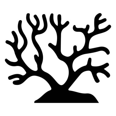 Soyut Mercan Resifi 'nin Siyah Silueti Sade Arkaplanda