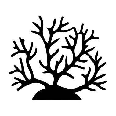 Mercan Resifi 'nin Siyah Silueti Dalları ve Şekilleri Karmaşık