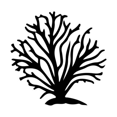 Karışık Dalları ve Doğal Tasarım Biçimleriyle Mercan Resifi Silueti