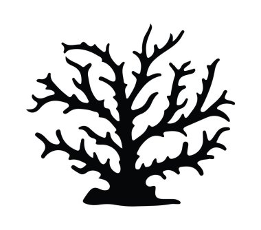 Deniz Dekorasyonu İçin Siyah ve Beyaz Mercan Resifinin Karmaşık Silueti