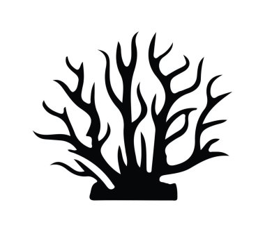 Sualtı Dekorasyonu ve Temaları İçin Mercan Resifi Siyah Silueti