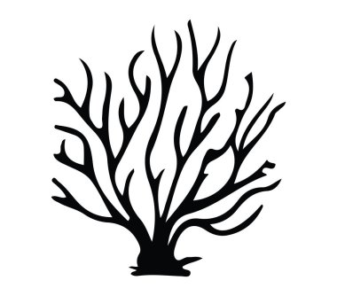 Biçimli Mercan Resifi 'nin Siyah Silueti Özenle hazırlanmış Dallanma Şekilleri