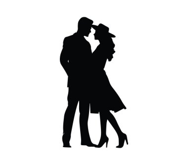 Parlak Arkaplan 'a Karşı Aşık Çiftin Romantik Silueti
