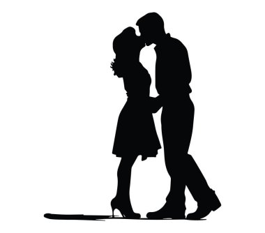 Romantik Öpücük Karşısında Bir Çiftin Silueti