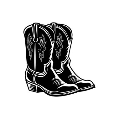 Karmaşık Tasarım ve Klasik Şekilde Siyah Kovboy Çizmeleri