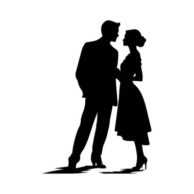 Basit Arkaplana Karşı Resmi Giyinen Çiftin Zarif Silueti