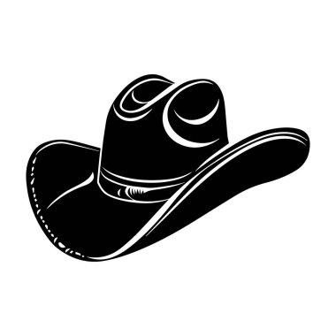 Klasik Kovboy Şapkası Silueti Siyah ve Beyaz Tasarım