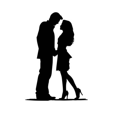 Romantik Çiftin Silueti Işık Arkaplan Karşısında Elele tutuşuyor