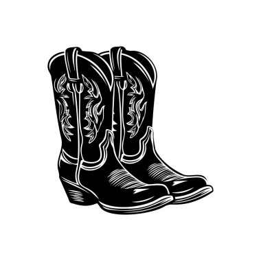 Batı Moda ve Etkinlikleri İçin Çiçek Tasarımı ile Zarif Siyah Kovboy Çizmeleri