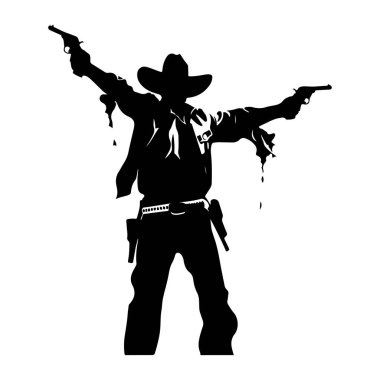 Dinamik Duruşmada Çekilmiş Silahlı Kovboy Silueti