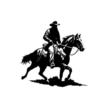 Gün batımında Çiftlikte Kovboy Atı 'nın Silueti