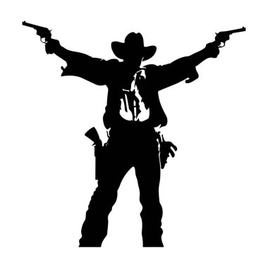 Silahlı Kovboy Silueti, Vahşi Batı Teması, Güçlü Poz