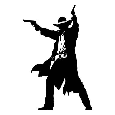 Eski Kovboy Silueti ve Silahlar Bir Karşı Eylem