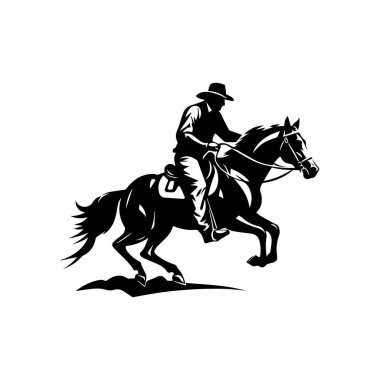 Dinamik Hareket 'te Ata Binen Kovboy Silueti