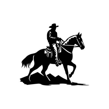 Kovboy 'un Siyah Silueti Ata Karşı