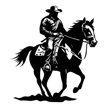 Kovboy Dinamik Hareket Atı, Batı Macera Sahnesi Silueti