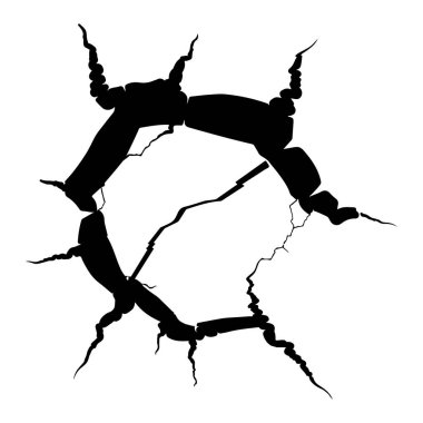 Çatlak Duvarın Siyah Silüeti Kırık Kenarlı Tasarımı