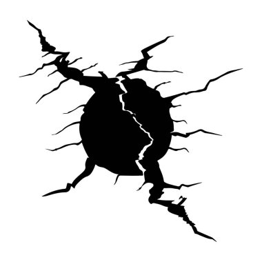 Düzensiz Kırılma ve Boşluklarla Siyah Çatlak Duvar Yüzeyi