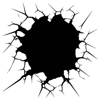 Keskin kenarları ve detayları olan soyut siyah çatlak